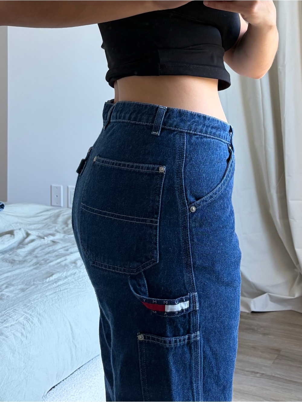Tommy Hilfiger Dark Blue Wide-Leg Carpenter Jeans